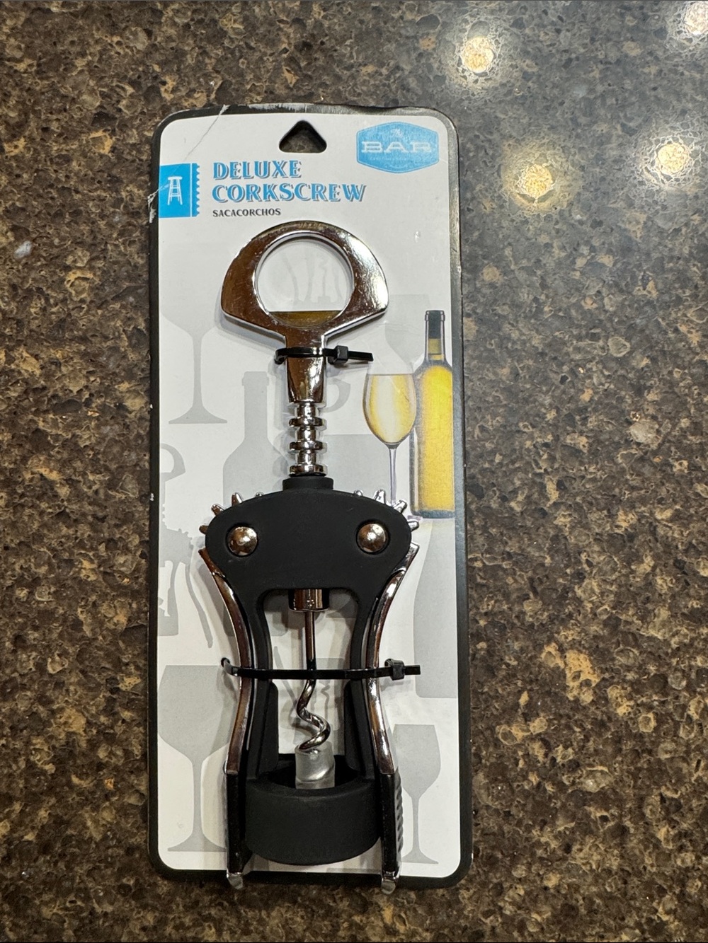 Deluxe Corkscrew Bottle Opener - Black & Silver